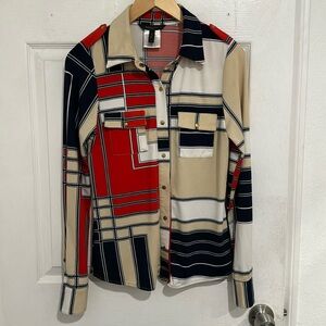 Vintage BCBG White Red and Navy For Women Shirt Size Small